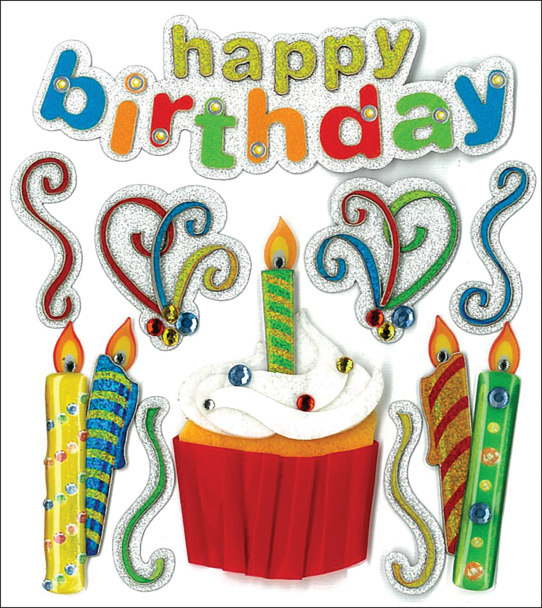 Jolee's Boutique Dimensional Stickers - Happy Birthday, 10pcs
