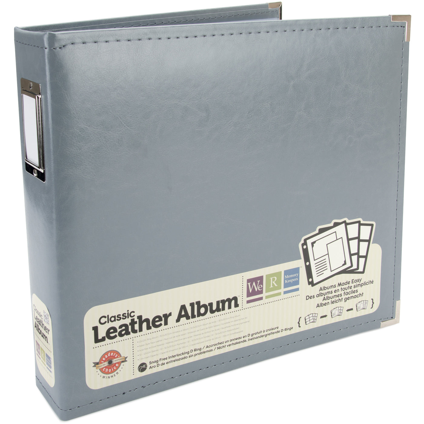 We R Classic Leather D-Ring Album 12x12 Aqua