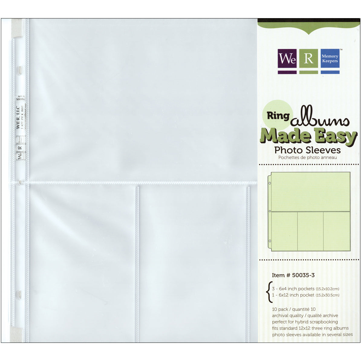 We R Ring Photo Sleeves 12"X12" 10/Pkg-(3) 6"X4" & (1) 6"X12" Pockets