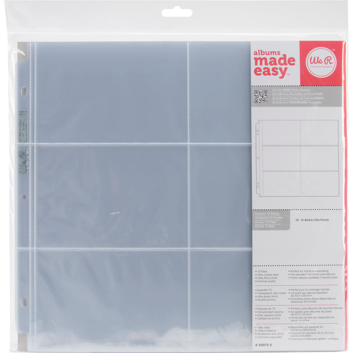 We R 12x12" Post Bound Photo Sleeves with Six 4x6" Pockets