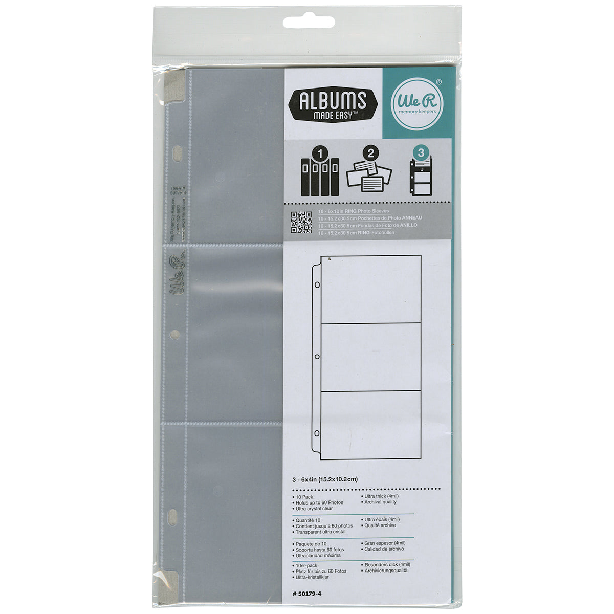 We R Ring Photo Sleeves 6"X12" 10 Pack-(3) 6"X4" Pockets