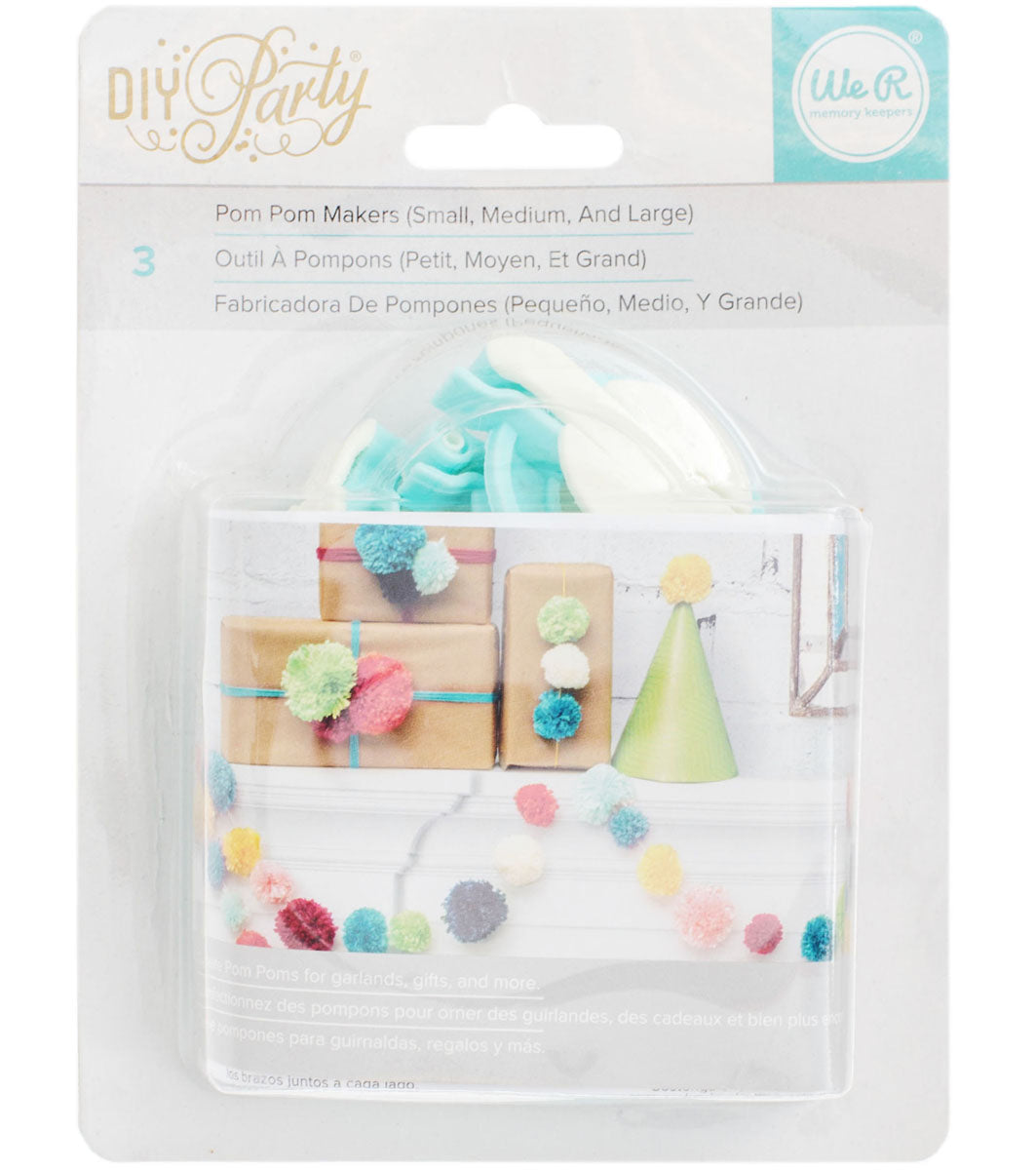 We R DIY Party Pom Pom Maker 3/Pkg-Small, Medium & Large