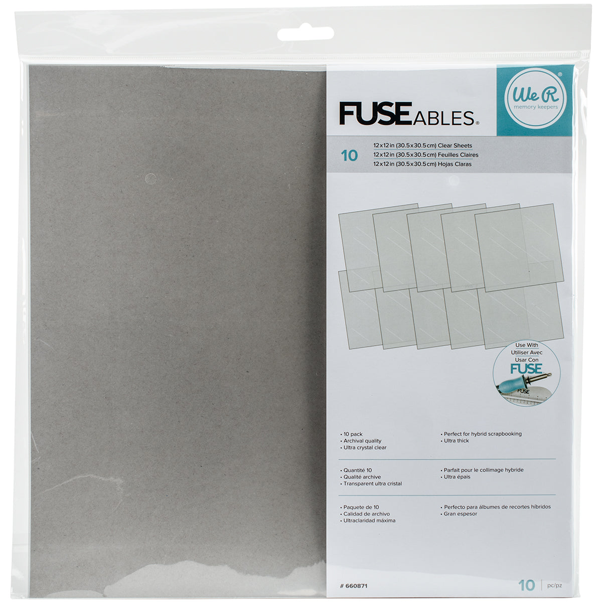 We R FUSEables Fuse Clear Sheets 12"X12" 10/Pkg