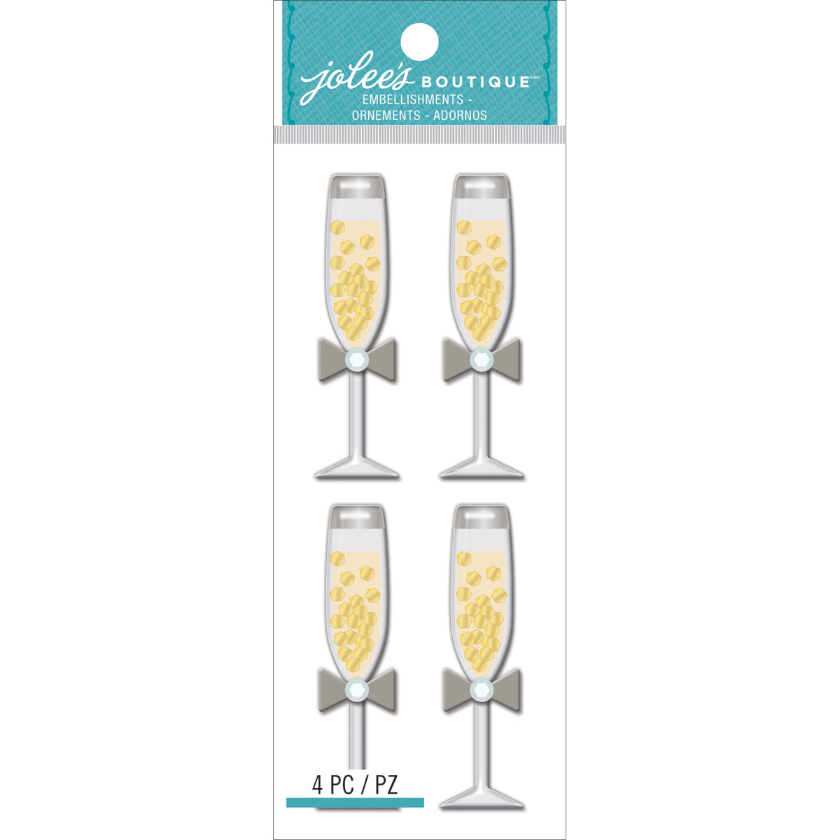 Jolee's Boutique Dimensional Stickers-Champagne Glasses