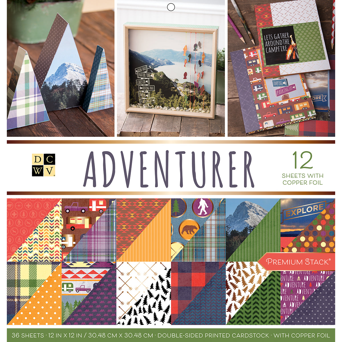 DCWV Double-Sided 12x12" Cardstock Stack - Adventurer, with Foil