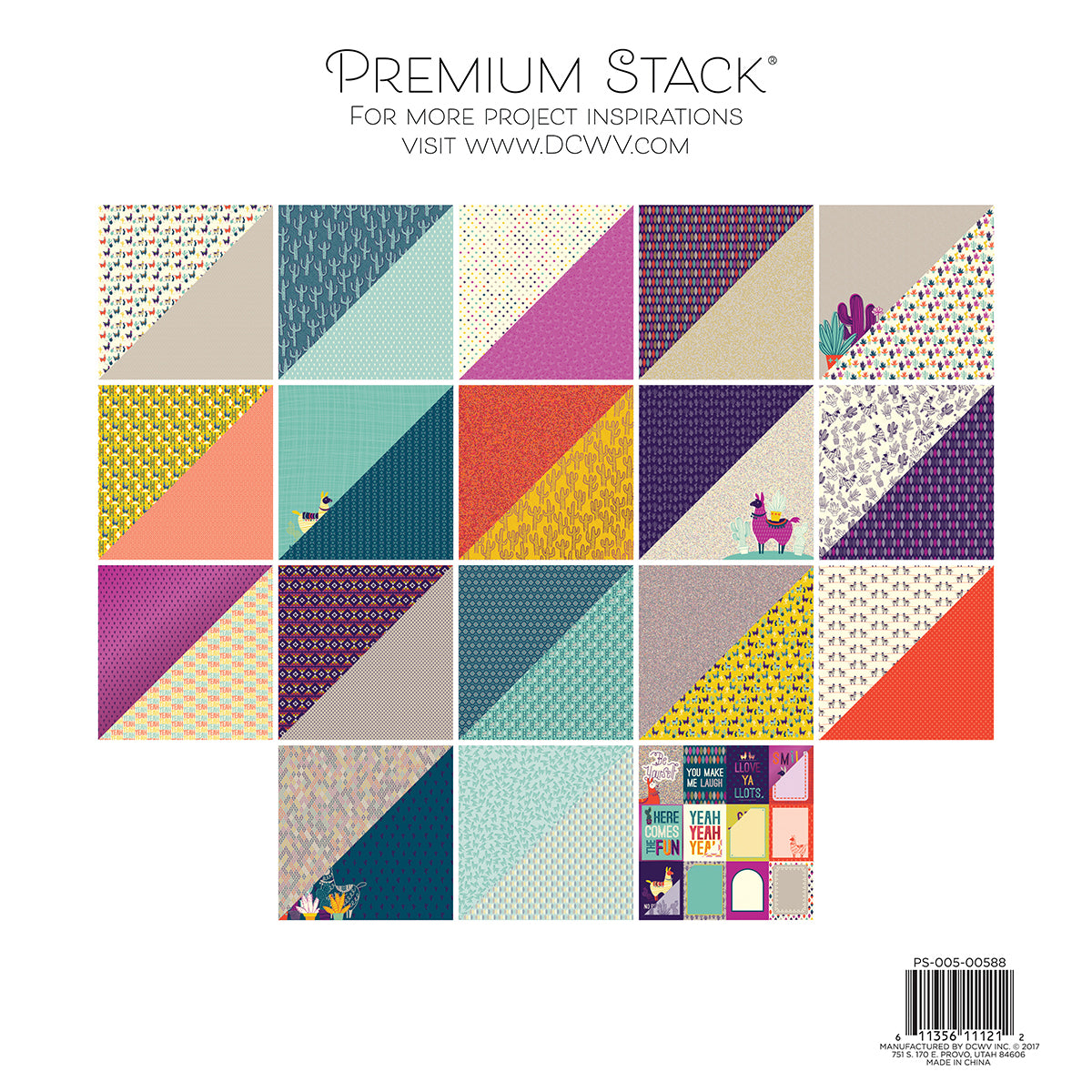 DCWV Double-Sided Cardstock Stack 12"X12" 36/Pkg-No Prob Llama, 18 Designs/2 Each