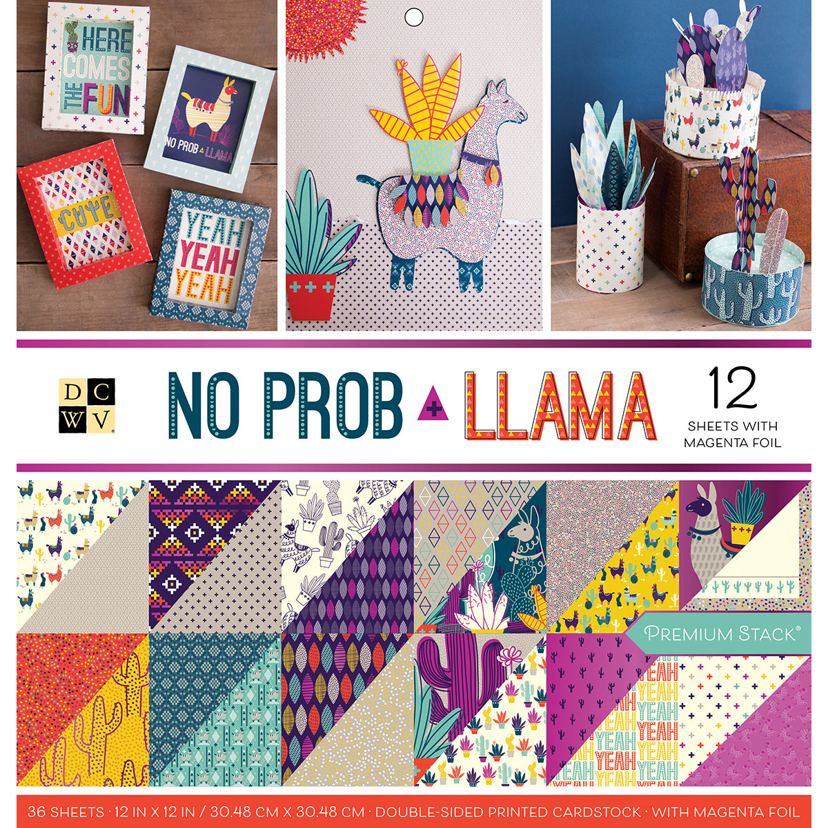 DCWV No Prob Llama 12x12" Cardstock Stack