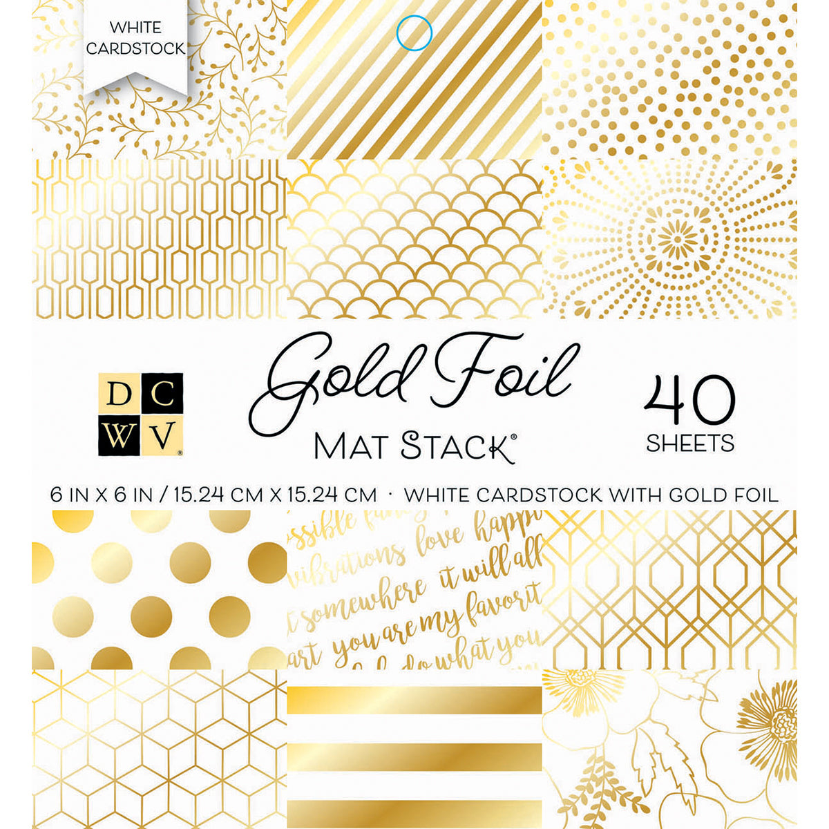 DCWV 6x6" Cardstock Stack - Gold Foil - White with Gold Foil