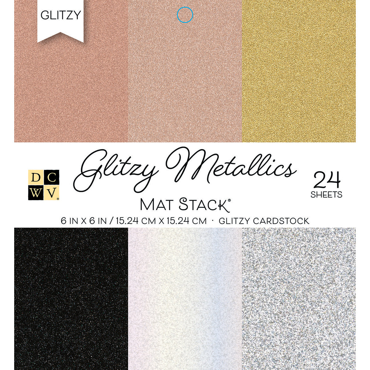 DCWV Glitzy Metallics 6x6" Cardstock Stack with Glitter and Foil