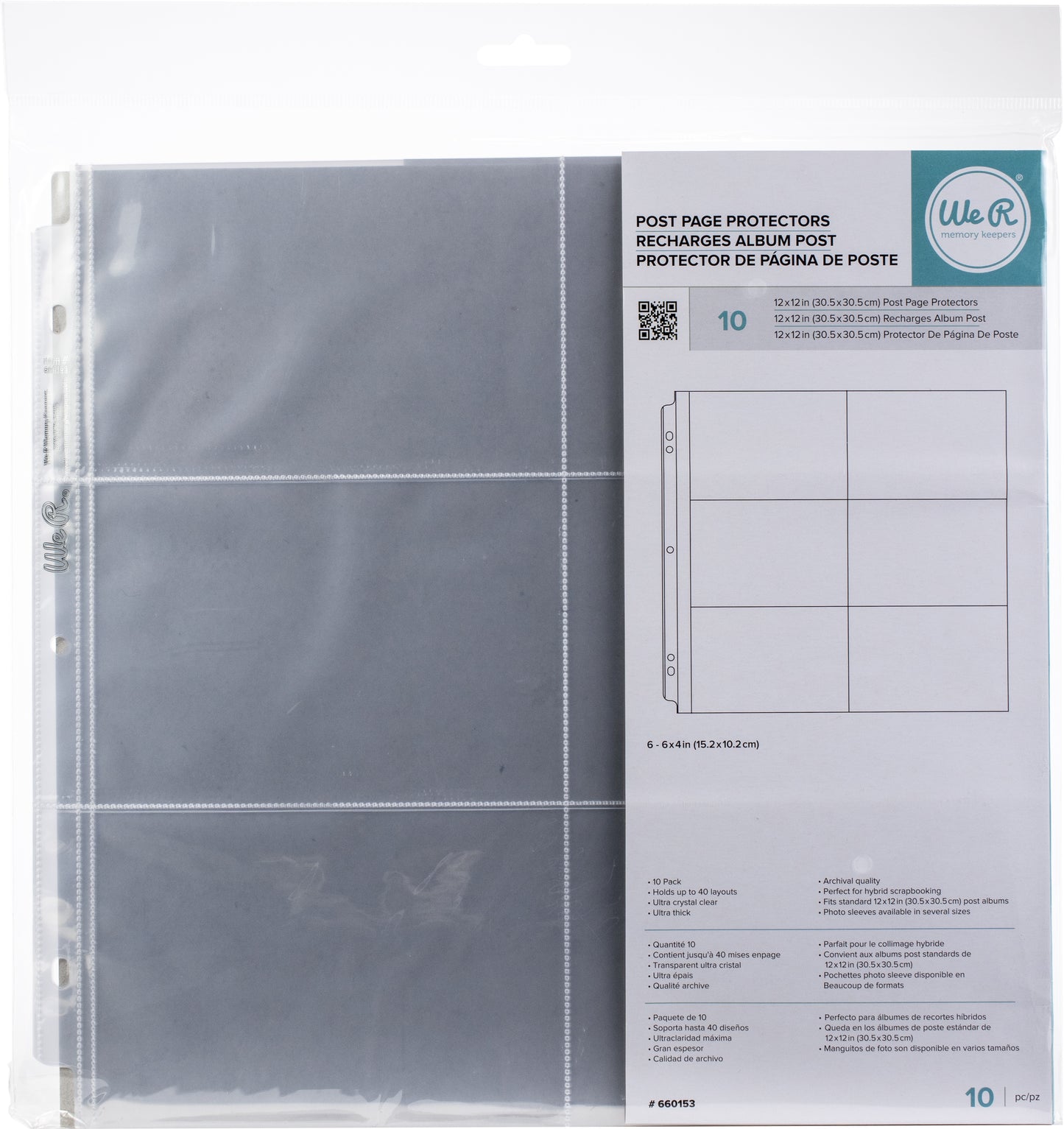 Multipack of 6 - We R Post Bound Photo Sleeves 12"X12" 10/Pkg-Six 4"X6" Pockets