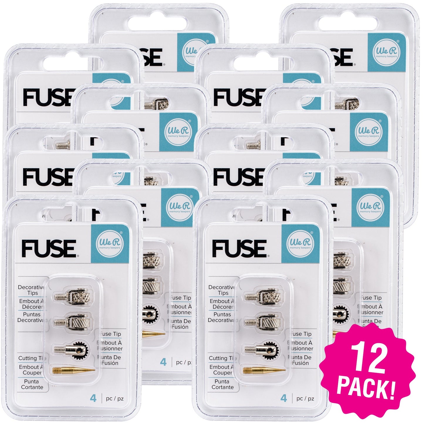 Multipack of 12 - We R Fuse Tool Tips 4/Pkg-Decorative, Cutting & Fusing