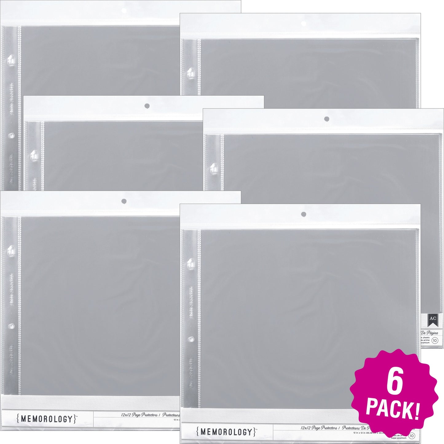 Multipack of 6 - American Crafts Page Protectors Top-Loading 12"X12" 10/Pkg-(1) 12"X12" Pocket