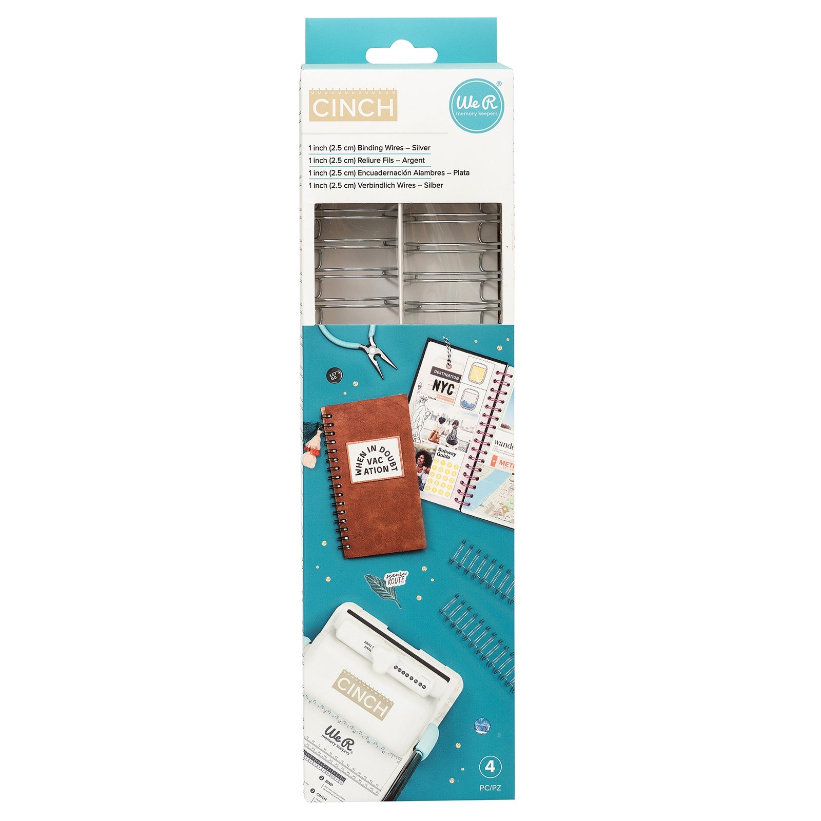 Cinch Wires 1" 4/Pkg-Silver