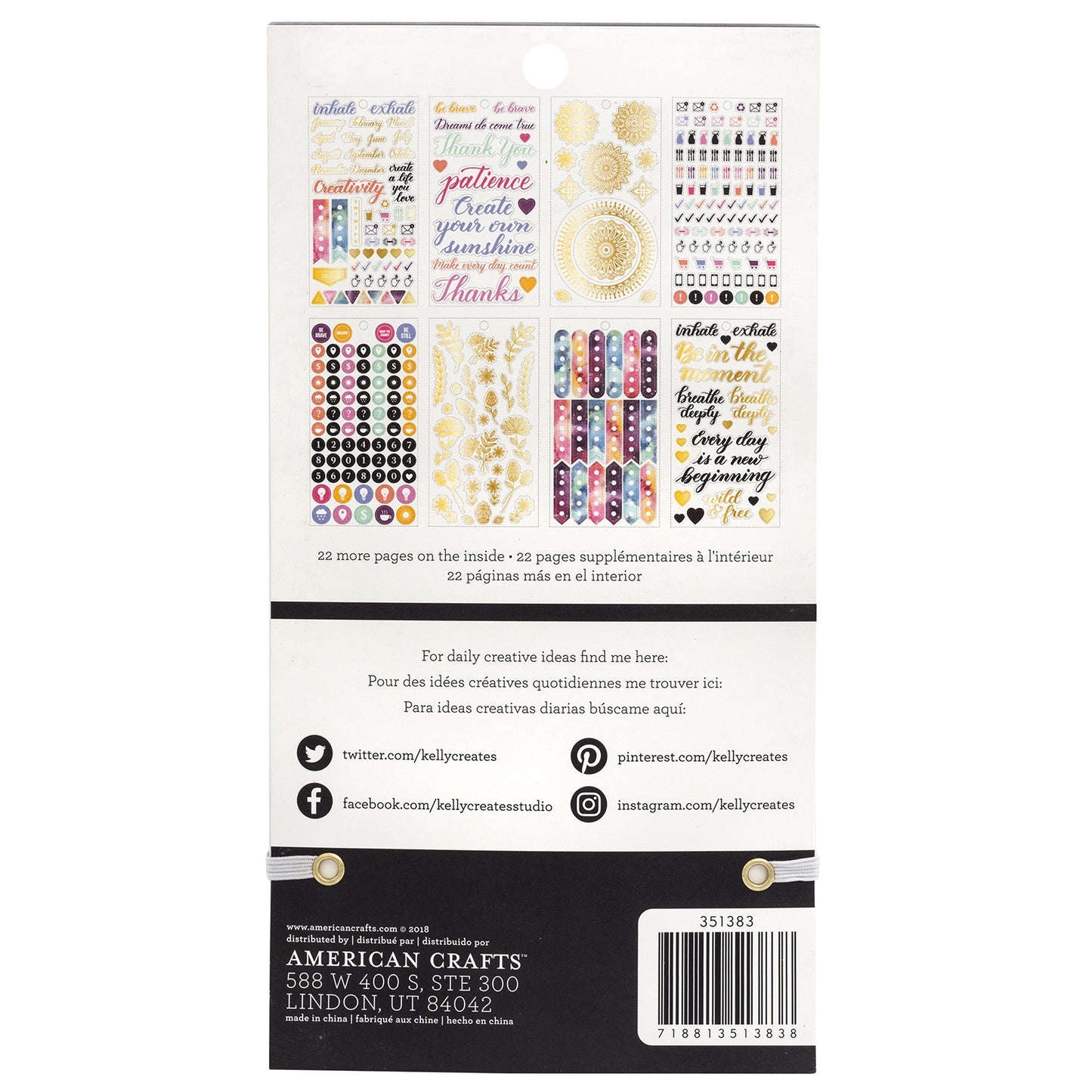 American Crafts Sticker Book 4.75"X8"-Kelly Creates W/Gold Foil, 1089/Pkg