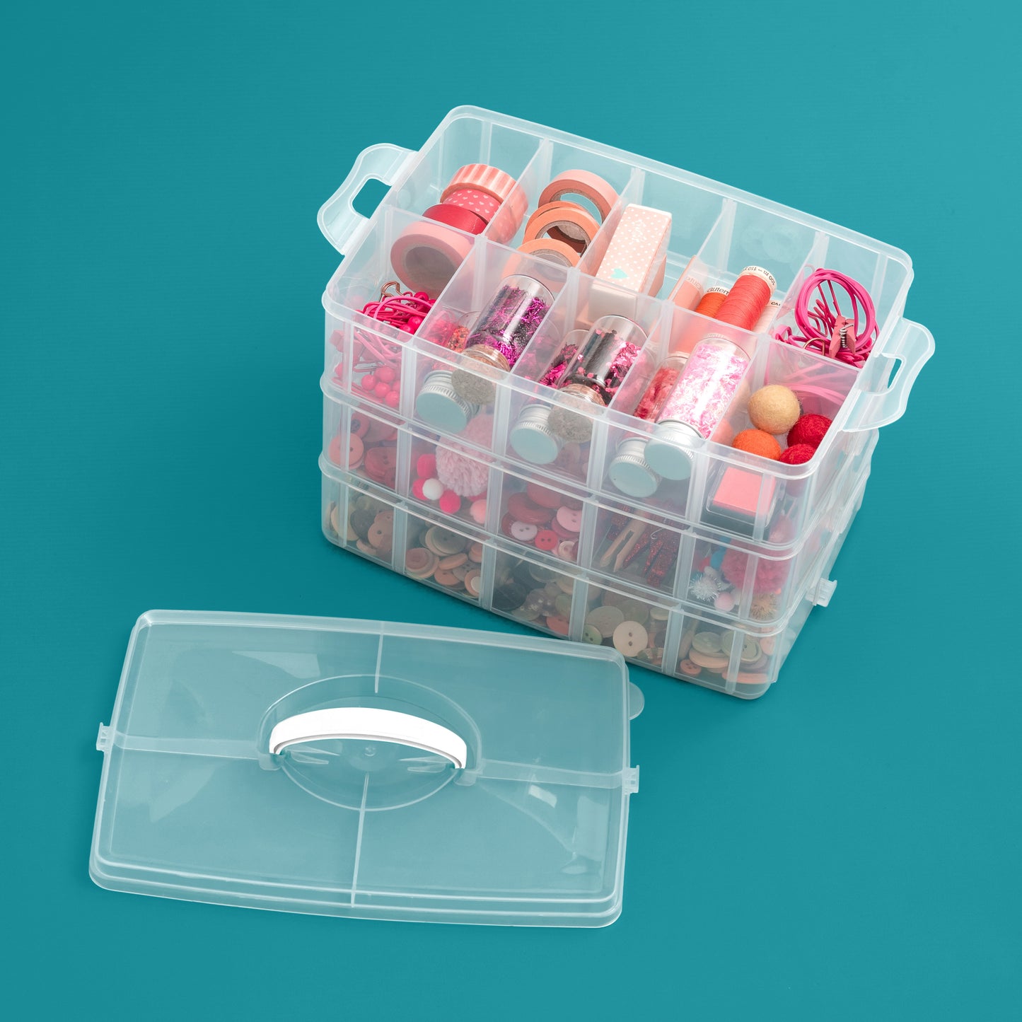 We R 3-Tier Snap Box Translucent Plastic Storage-10.2"X6.6"X7.3" Case