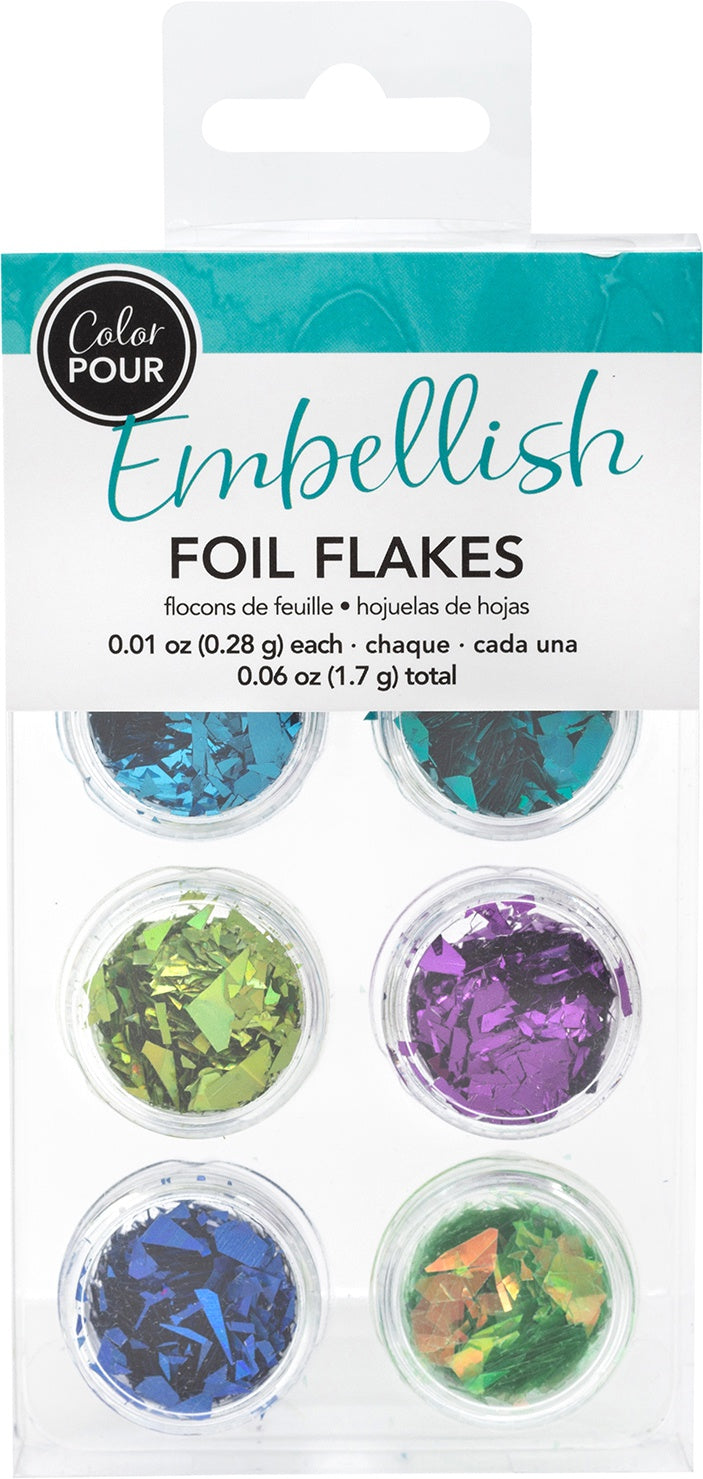 American Crafts Color Pour Foil Flakes .1oz-Cool, 6/Pkg