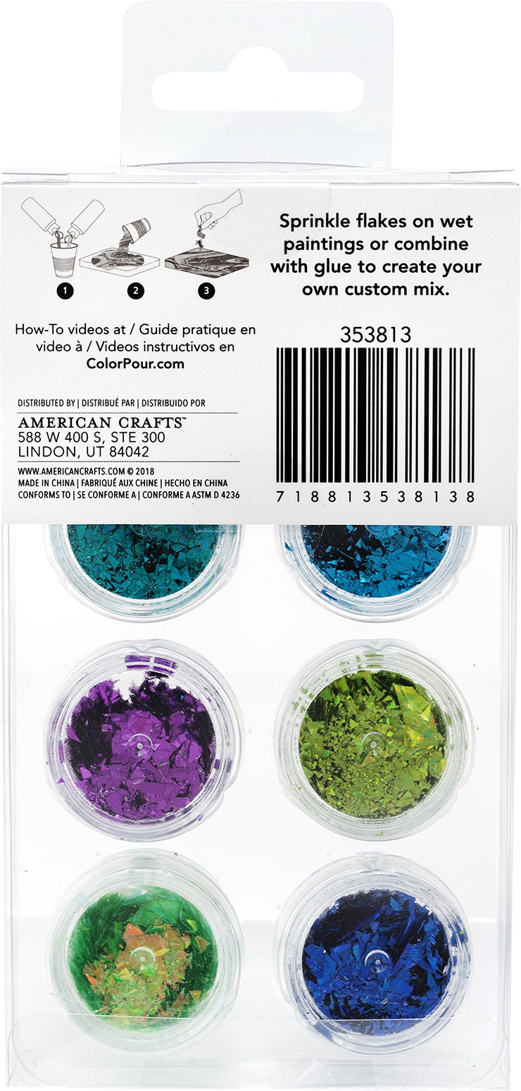 American Crafts Color Pour Foil Flakes .1oz-Cool, 6/Pkg