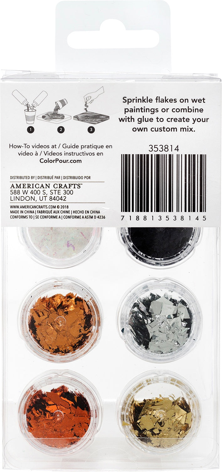 American Crafts Color Pour Foil Flakes .1oz-Metallic, 6/Pkg