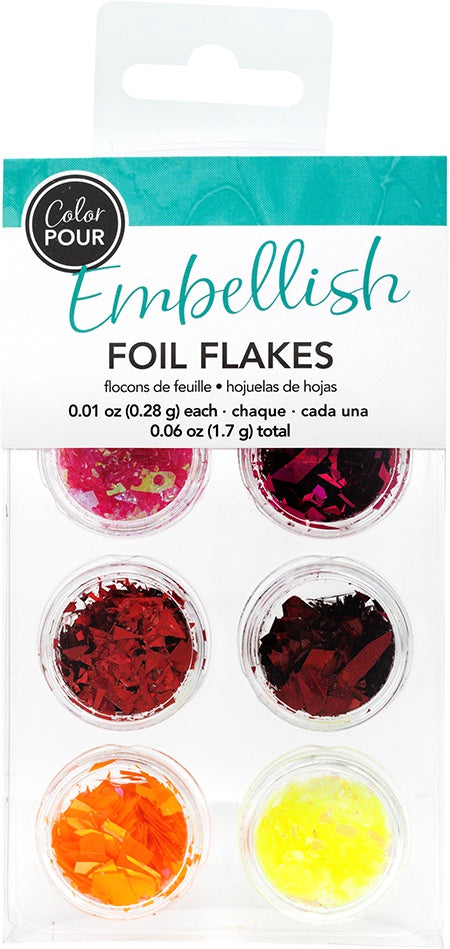 American Crafts Color Pour Foil Flakes .1oz-Warm, 6/Pkg