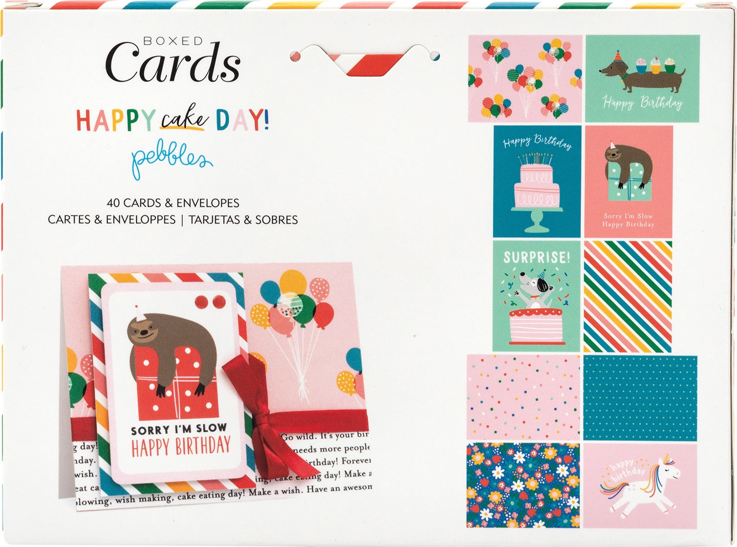 Pebbles A2 Cards W/Envelopes (4.375"X5.75") 40/Box-Happy Cake Day