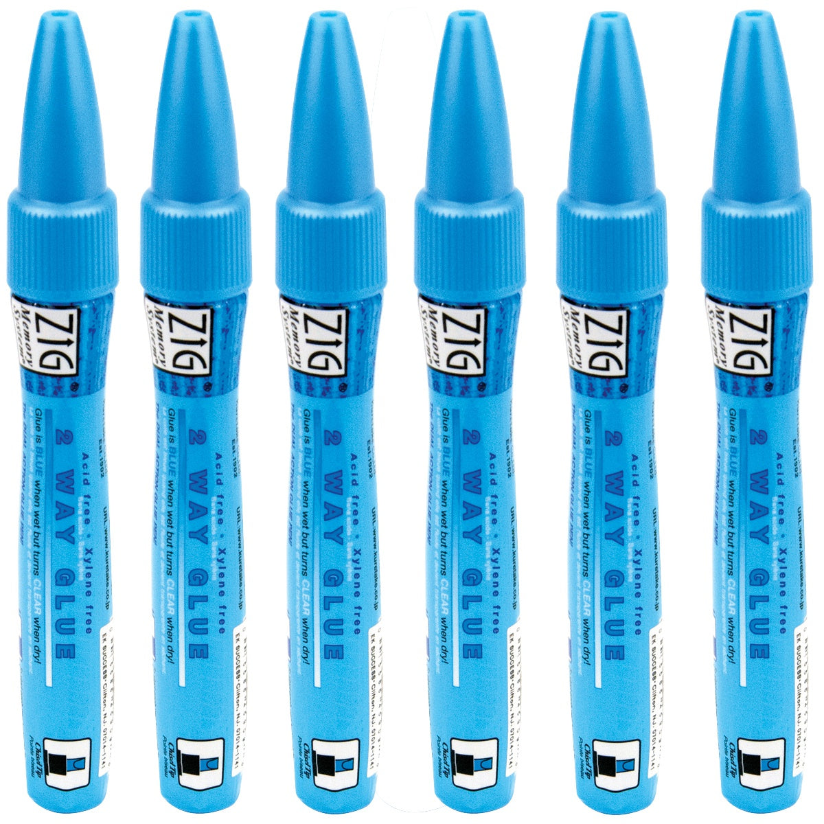 Multipack of 6 - EK/Zig 2-Way Glue Pen Carded-Chisel Tip