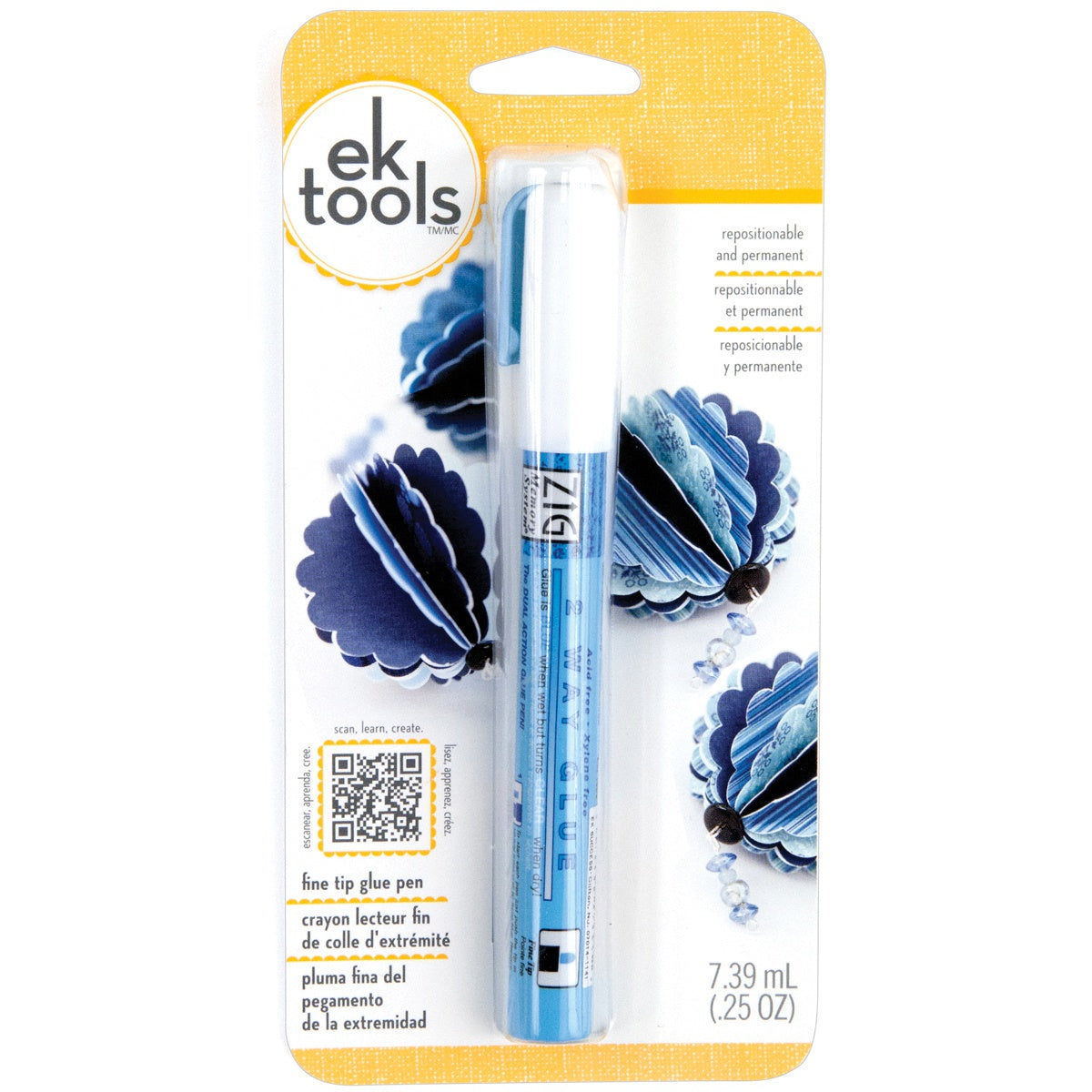 Multipack of 4 - EK/Zig 2-Way Glue Pen Carded-Fine Tip