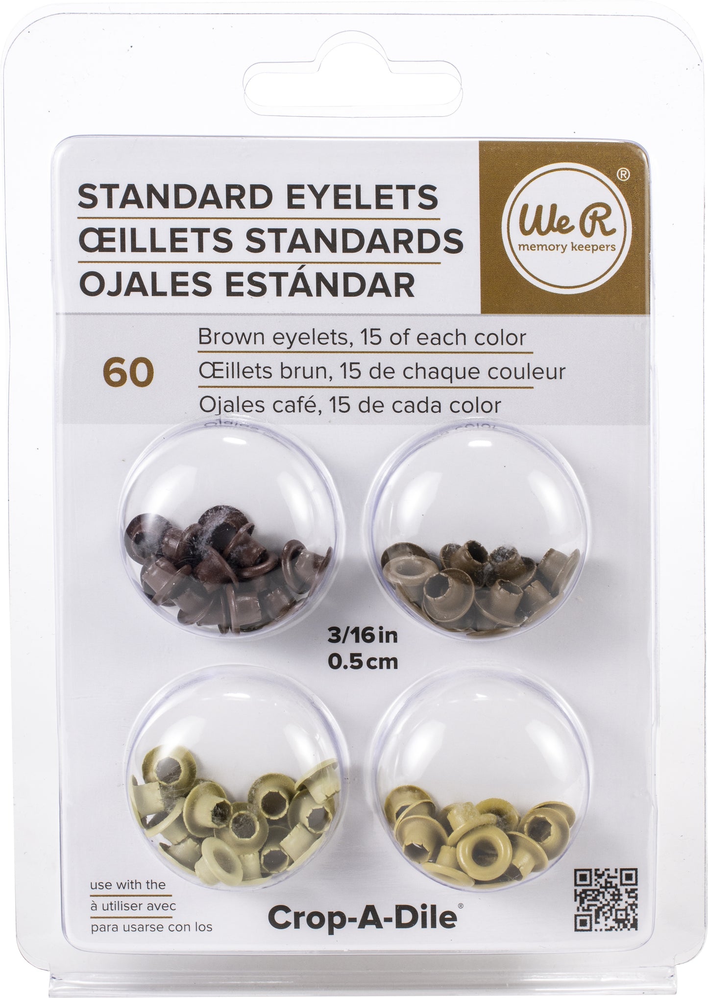 Multipack of 6 - We R Eyelets Standard 60/Pkg-Brown