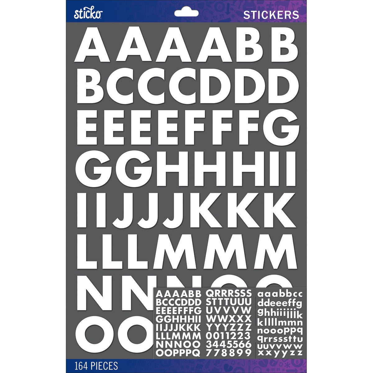 Multipack of 6 - Sticko Alphabet Stickers-White Futura Bold Large