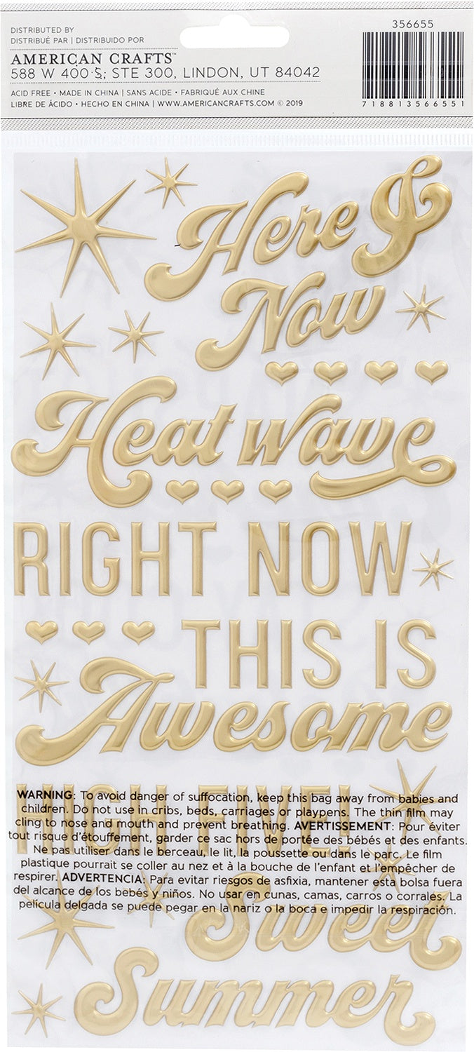 Dear Lizzy Here & Now Thickers Stickers 132/Pkg-Heat Wave Phrase & Icons/Puffy