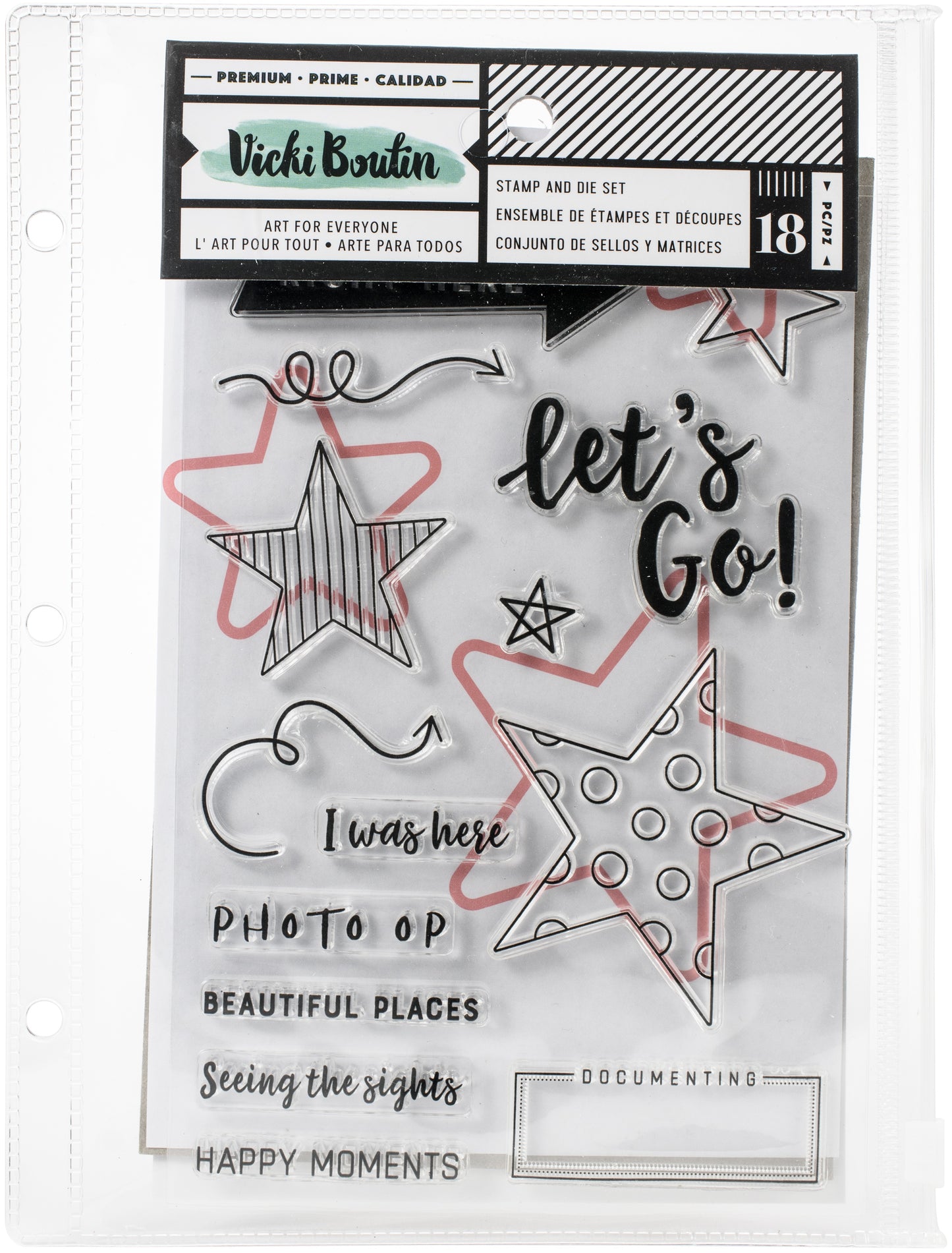 Vicki Boutin Mixed Media Stamps & Dies-Let's Go W/Magnetic Sheet & Pouch