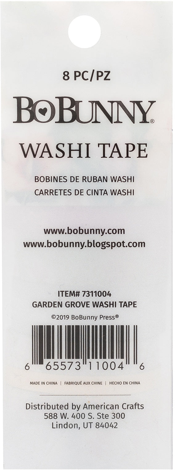 BoBunny Washi Tape 8/Pkg-Garden Grove W/Foil & Glitter Accents
