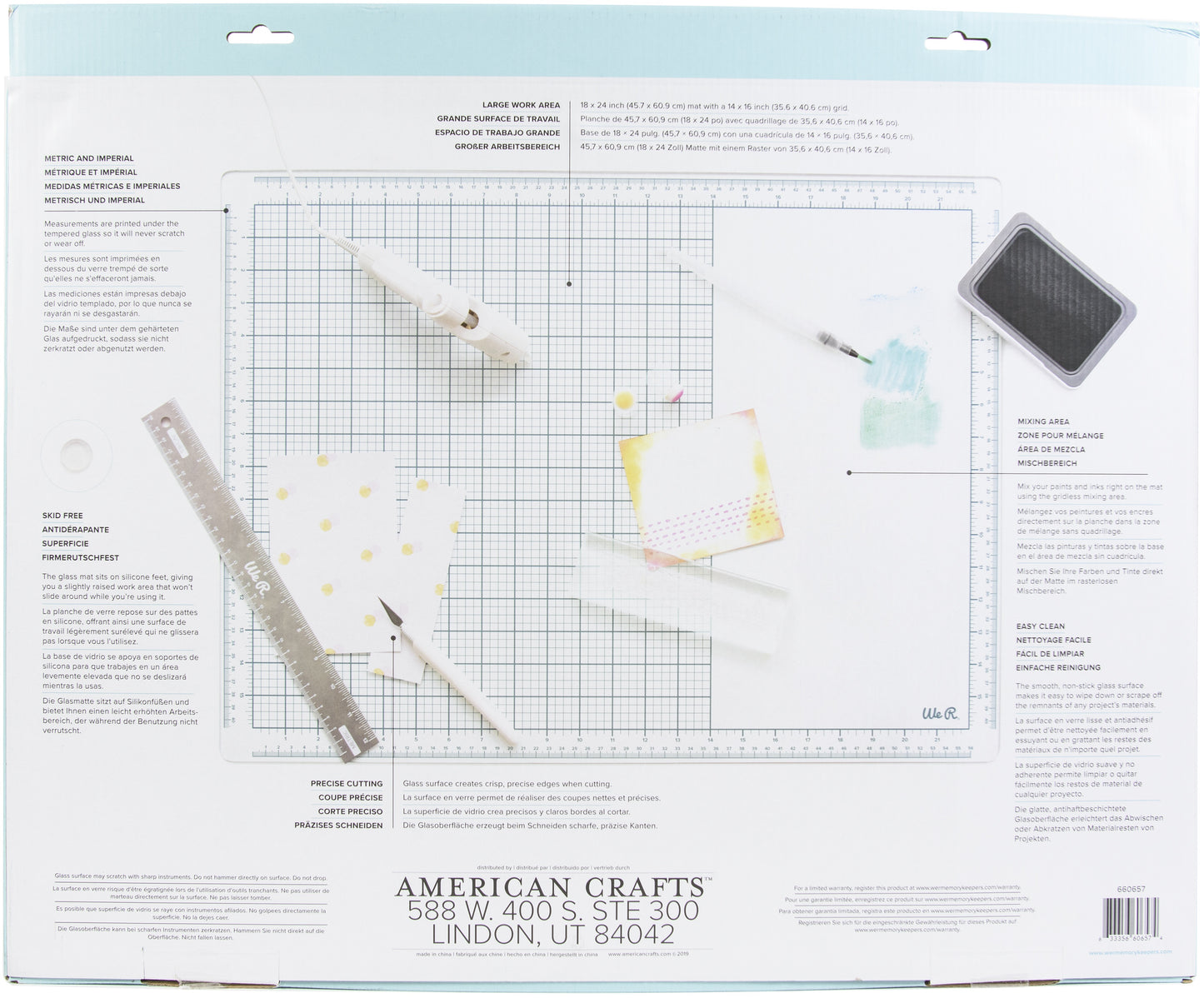 We R Memory Craft Surfaces Glass Cutting Mat 18"X24"-Hang Tab Package