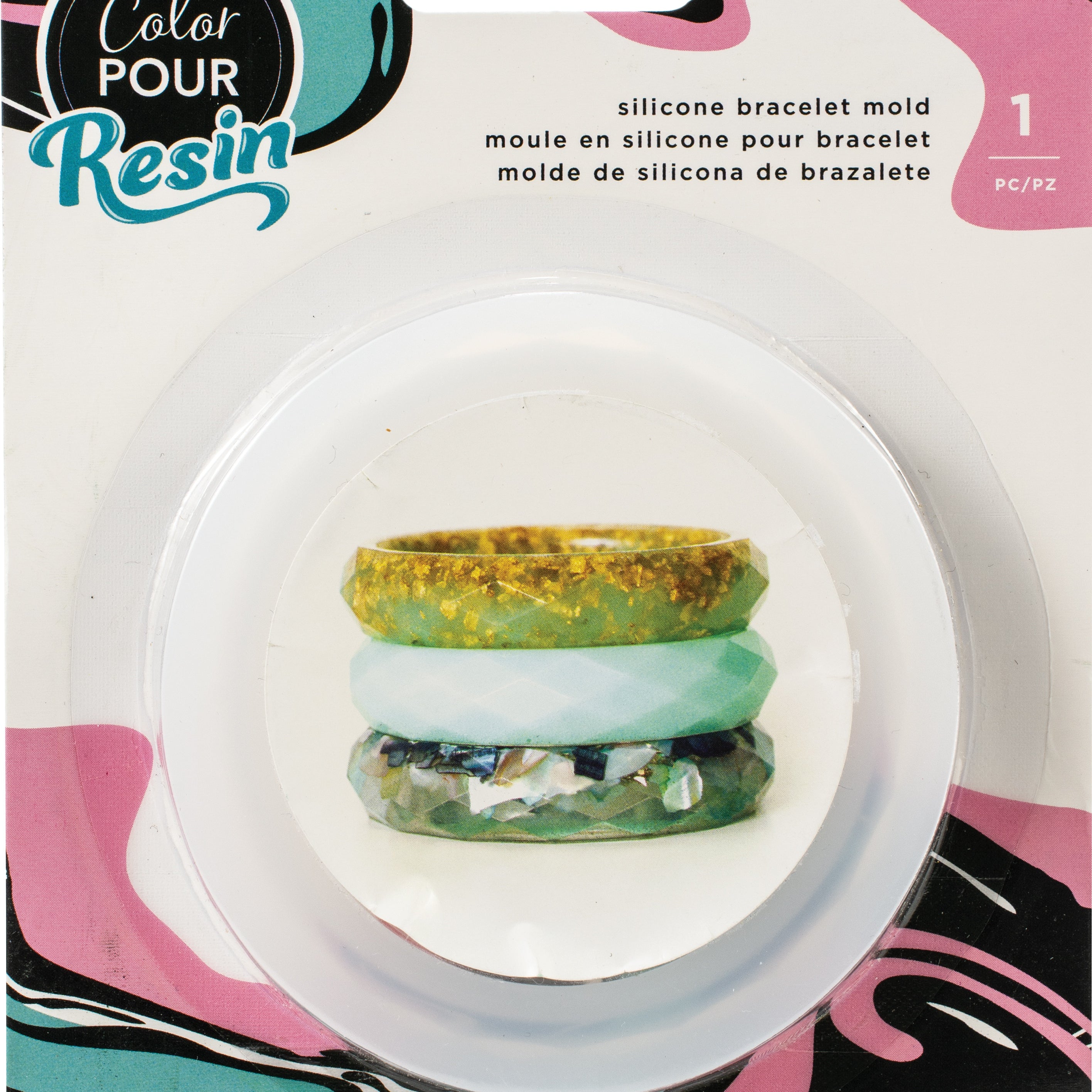 American Crafts Color Pour Resin Mold-Facet Bangle Bracelet