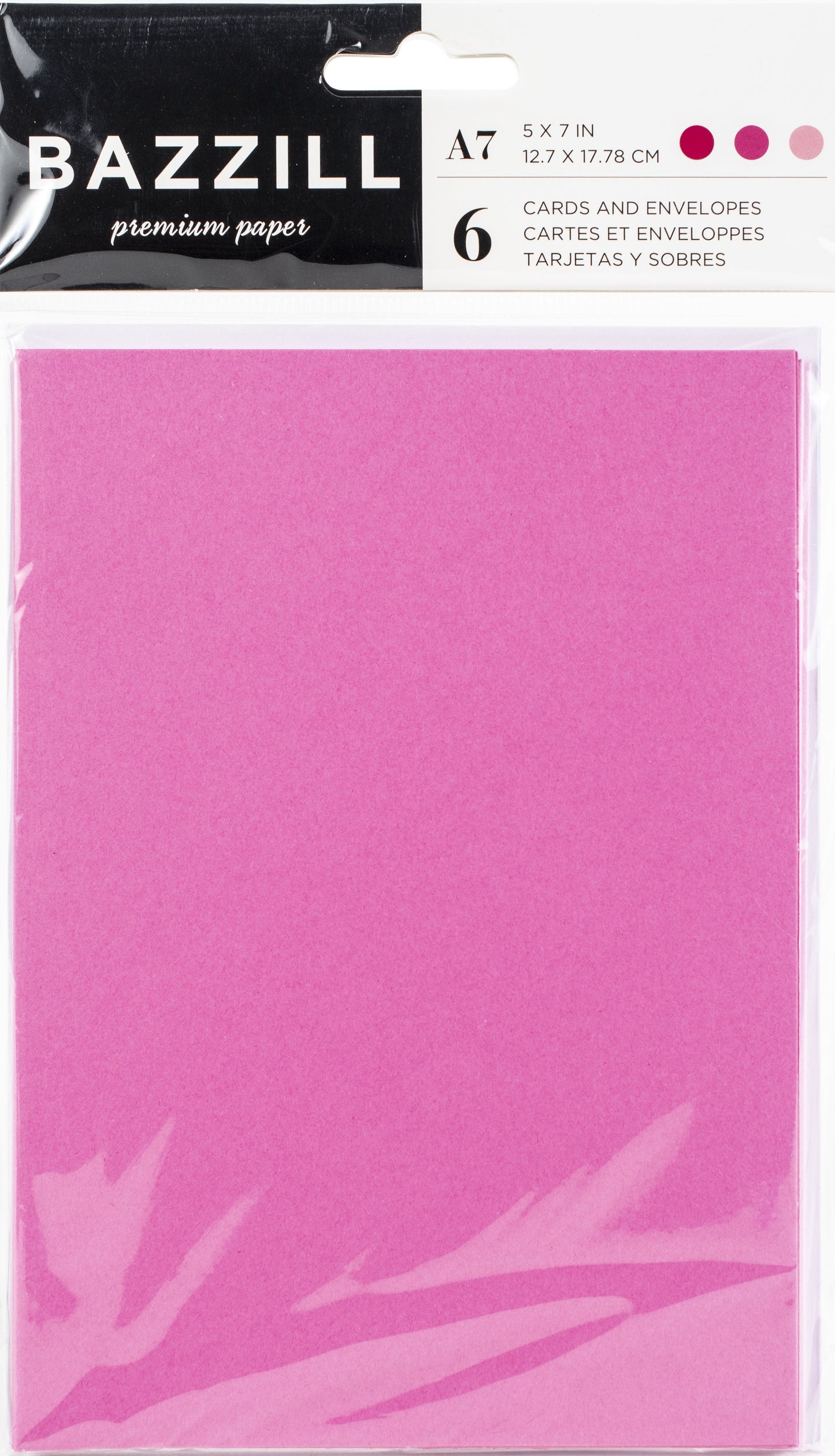 Bazzill Cards W/Envelopes 5"X7" 6/Pkg-Pinks