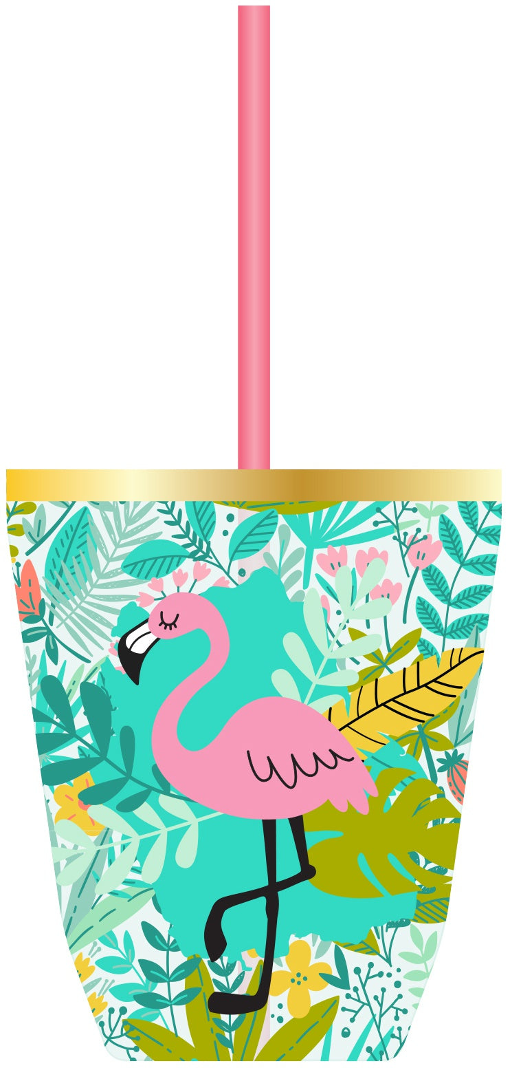 American Crafts Reusable Cups W/Straw-Tropical
