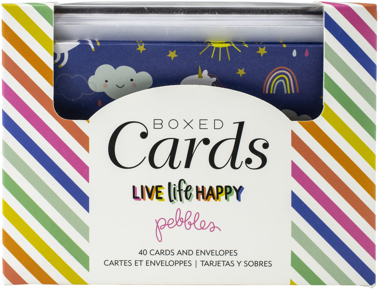 Pebbles A2 Cards W/Envelopes (4.375"X5.75") 40/Box-Live Life Happy
