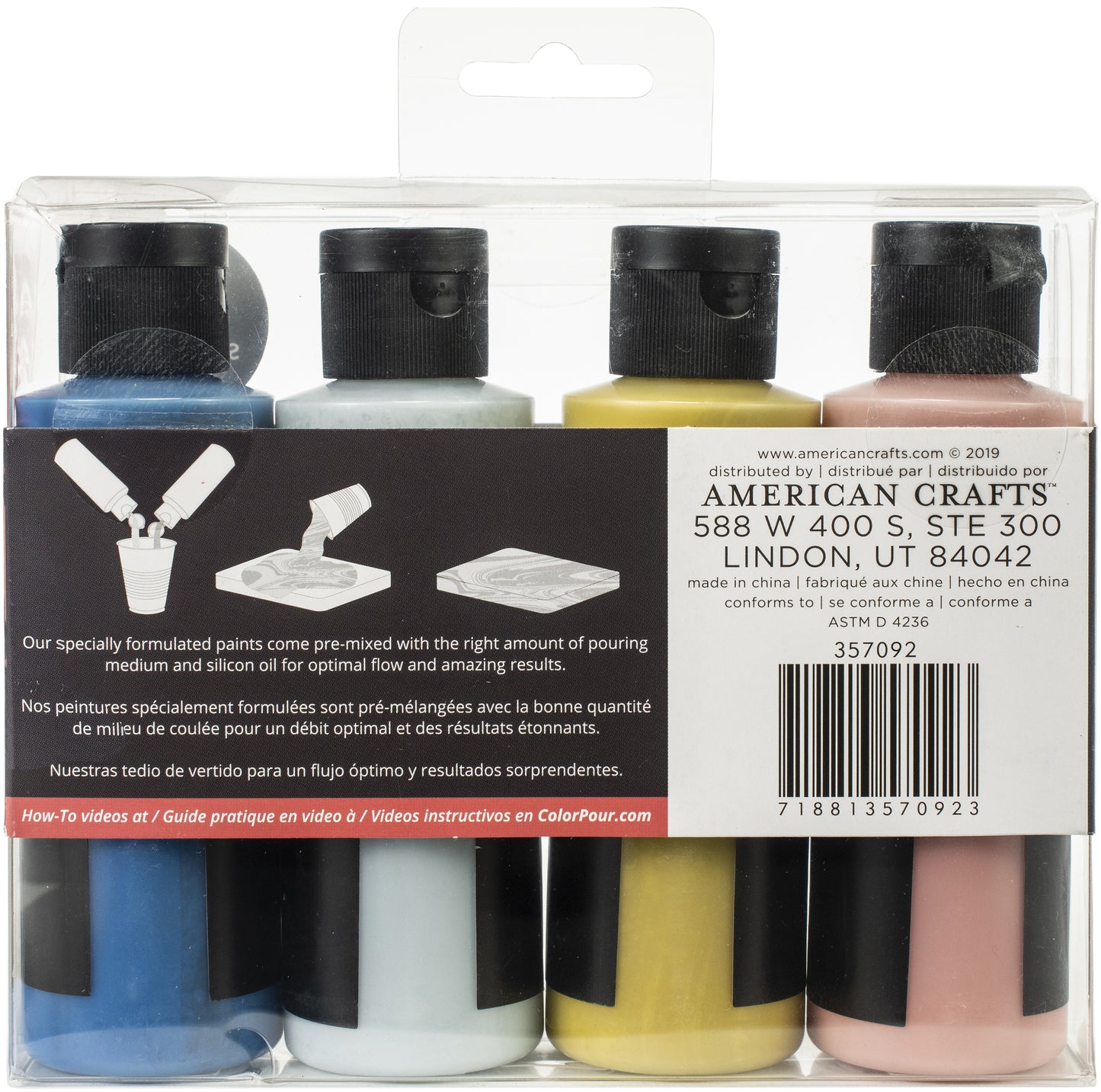 American Crafts Color Pour Magic Pre-Mixed Paint Kit 4/Pkg-Nostalgia