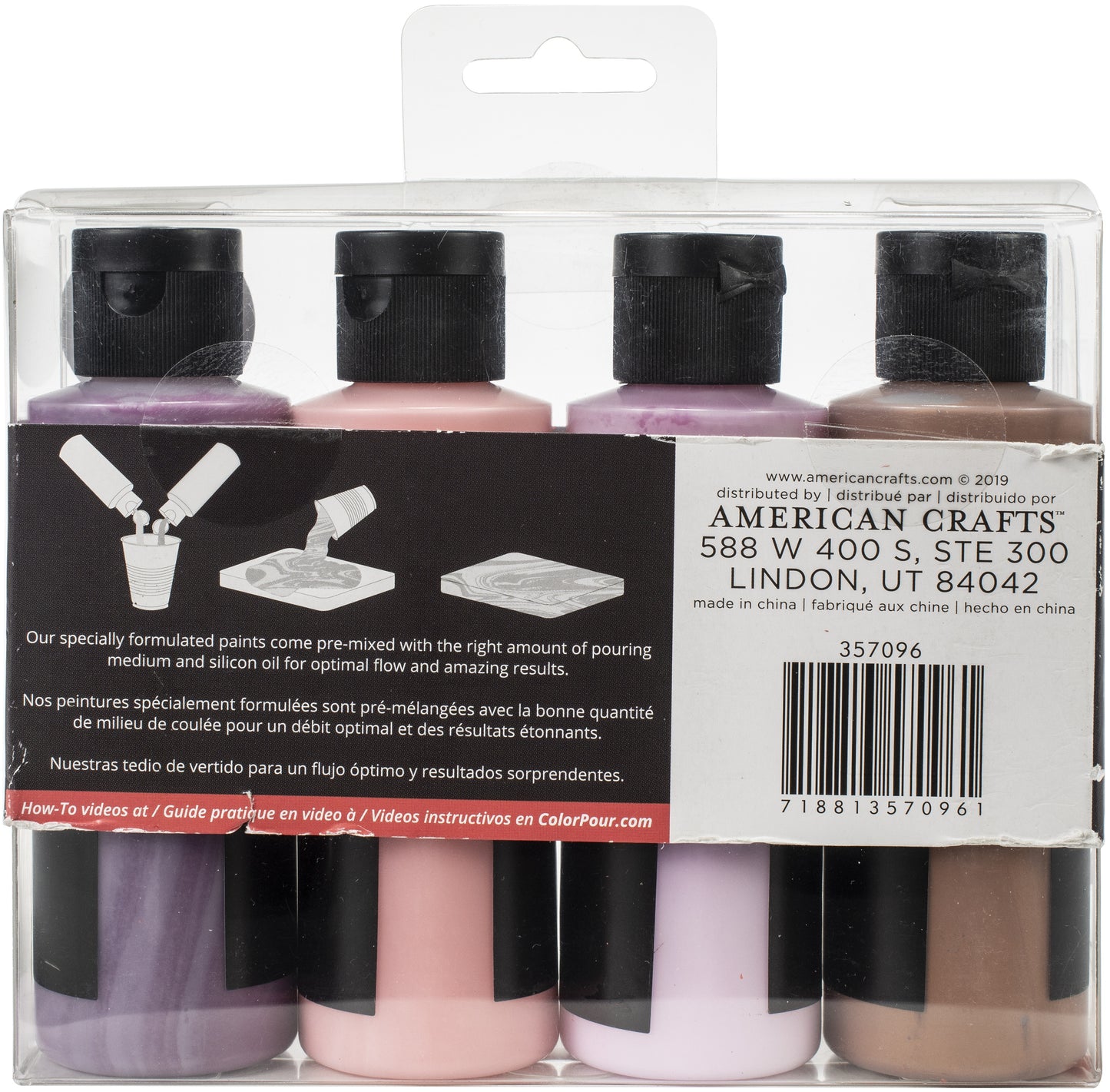 American Crafts Color Pour Magic Pre-Mixed Paint Kit 4/Pkg-Fiery Opal