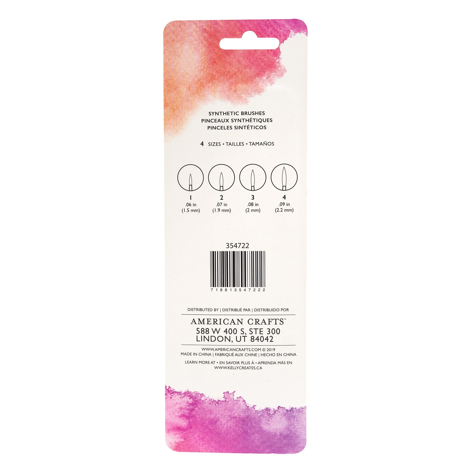 Kelly Creates Round Watercolor Round Brush Set 4/Pkg-1.5mm, 1.9mm, 2mm & 2.2mm