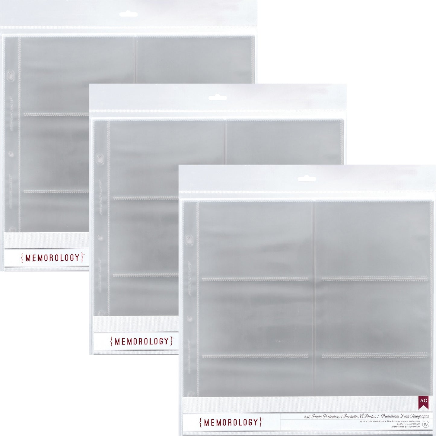 Multipack of 3 - American Crafts Side-Loading Page Protectors 12"x12" 10/Pkg-(6) 6"X4" Pockets