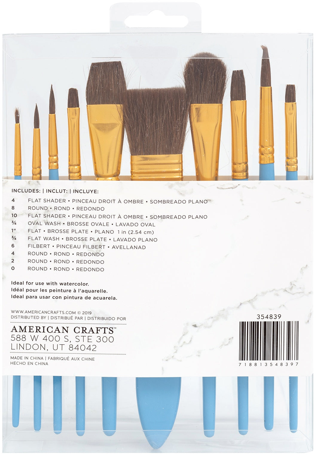 American Crafts Art Supply Basics Watercolor Brush Set-11/Pkg