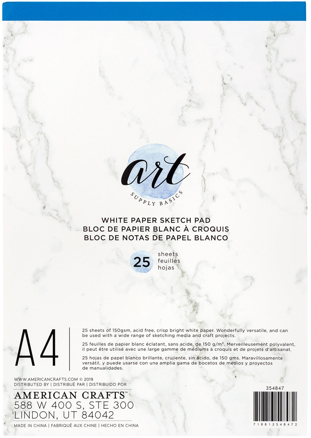 Art Supply Basics A4 Sketch Pad-White, 25 Sheets
