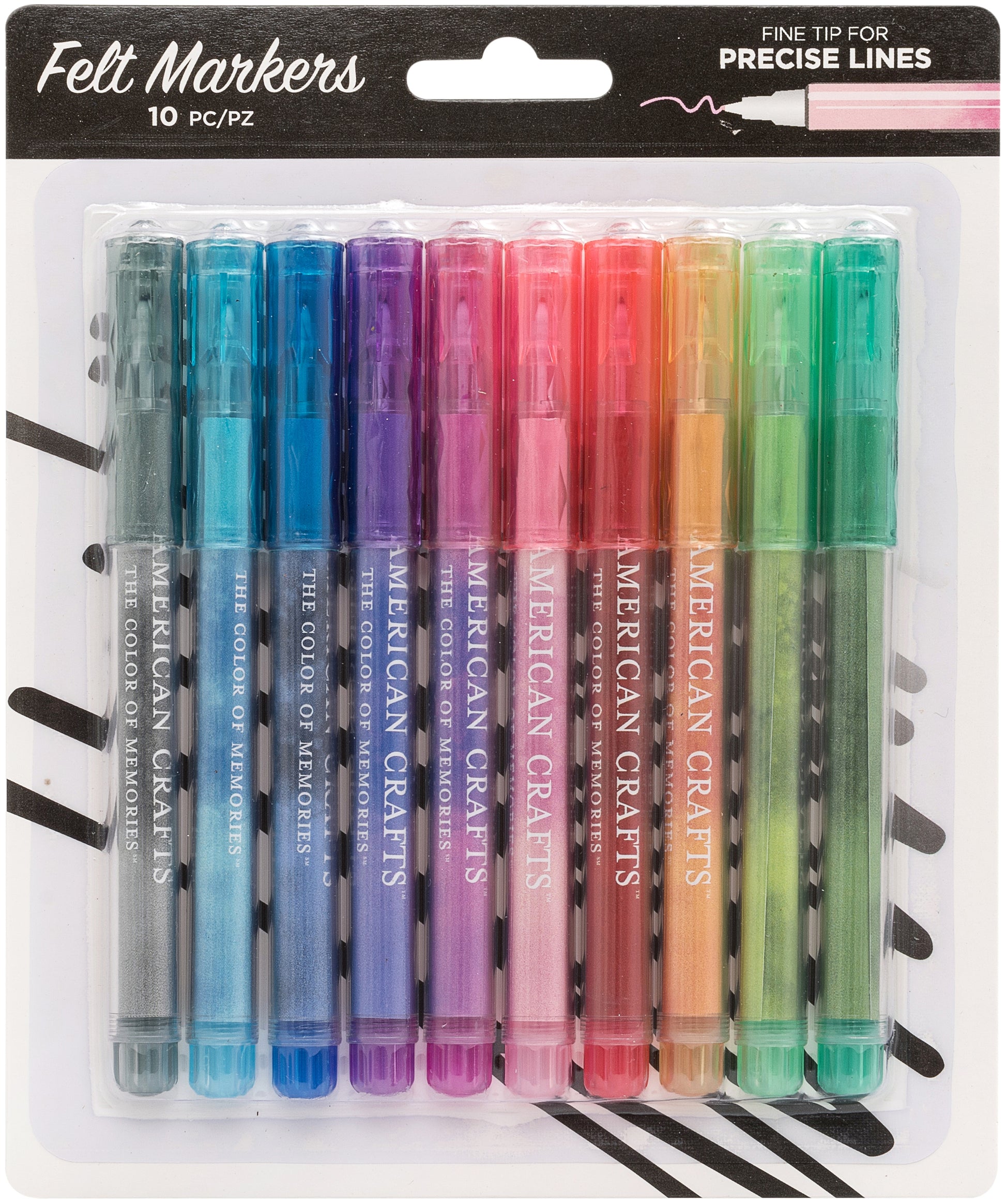 Memory markers, all-around scrapbook markers, fine & medium point (American  Crafts)<br>(5_colors)<br><font