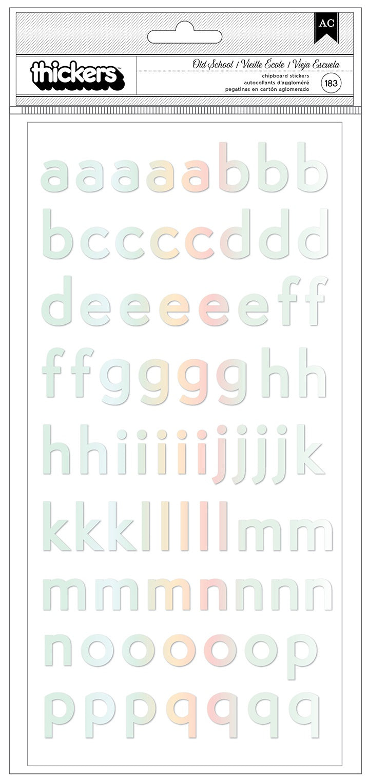 Heidi Swapp Old School Thickers Stickers 183/Pkg-Alphabet/Chipboard