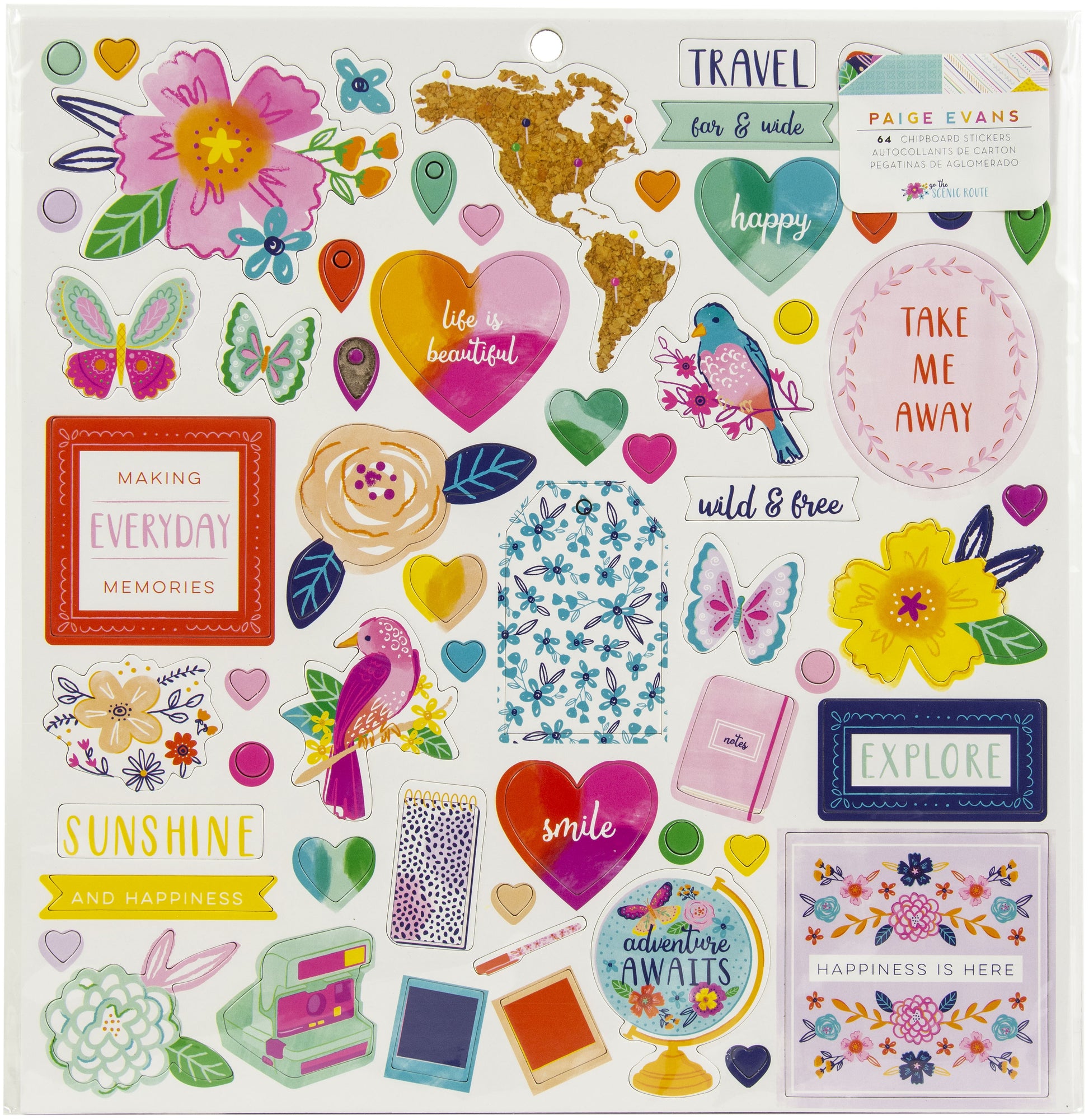 Paige Evans Go The Scenic Route Chipboard Stickers 12