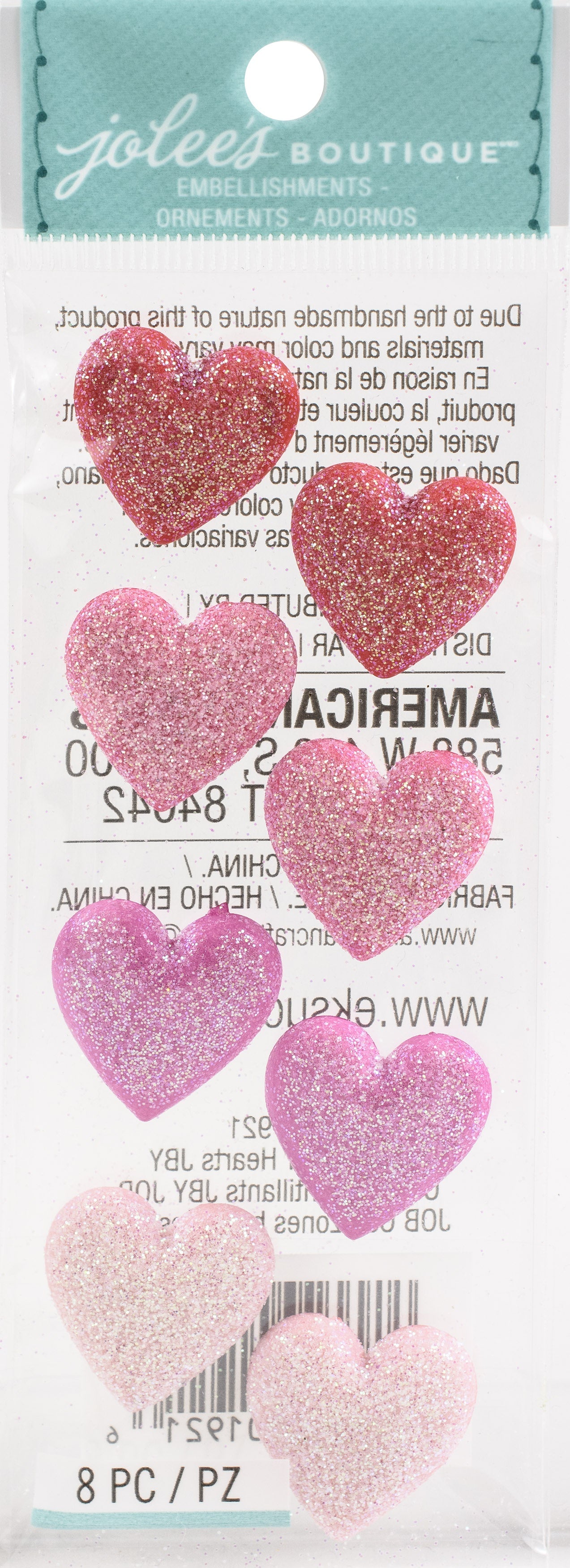 Jolee's Boutique Dimensional Repeat Stickers-Glitter Hearts