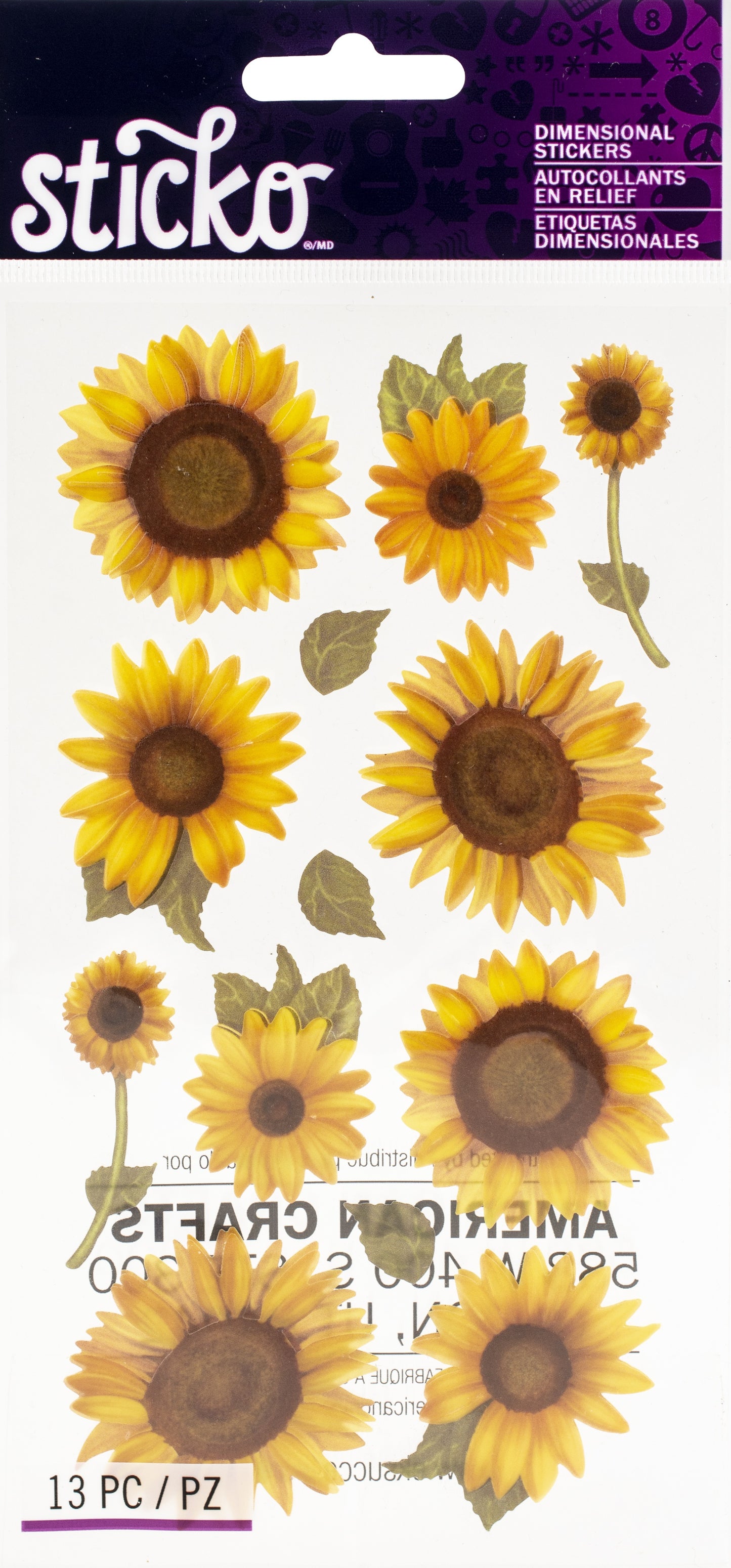 Sticko Dimensional Stickers-Sunflowers