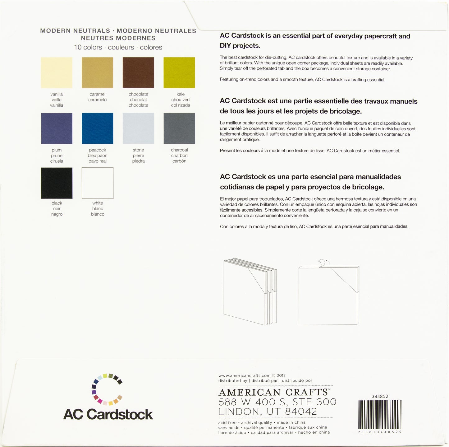 American Crafts Smooth Cardstock Pack 12"X12" 60/Pkg-Modern Neutral, 6 Colors