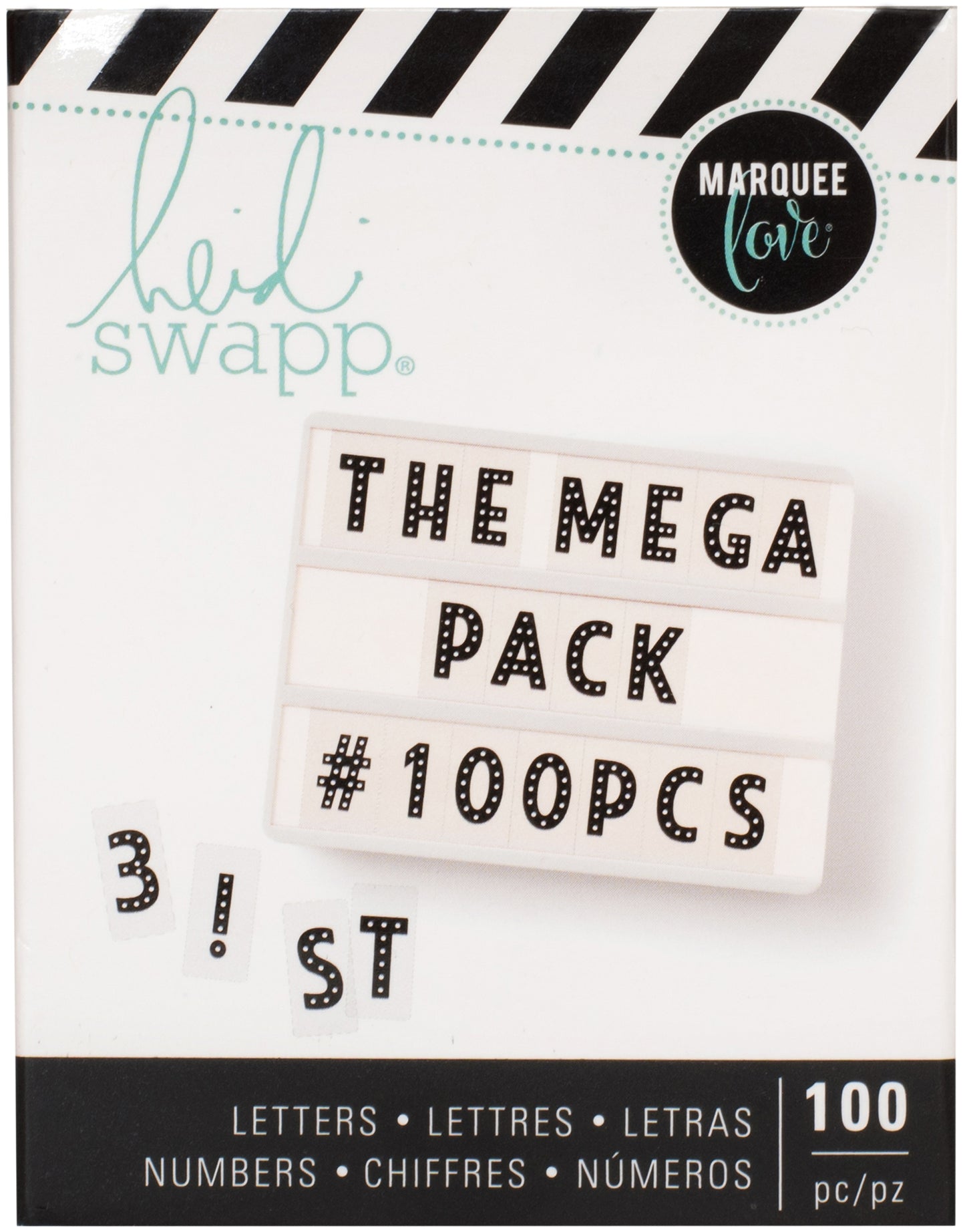 Heidi Swapp Lightbox International Mega Pack Inserts 100/Pkg-Black Marquee