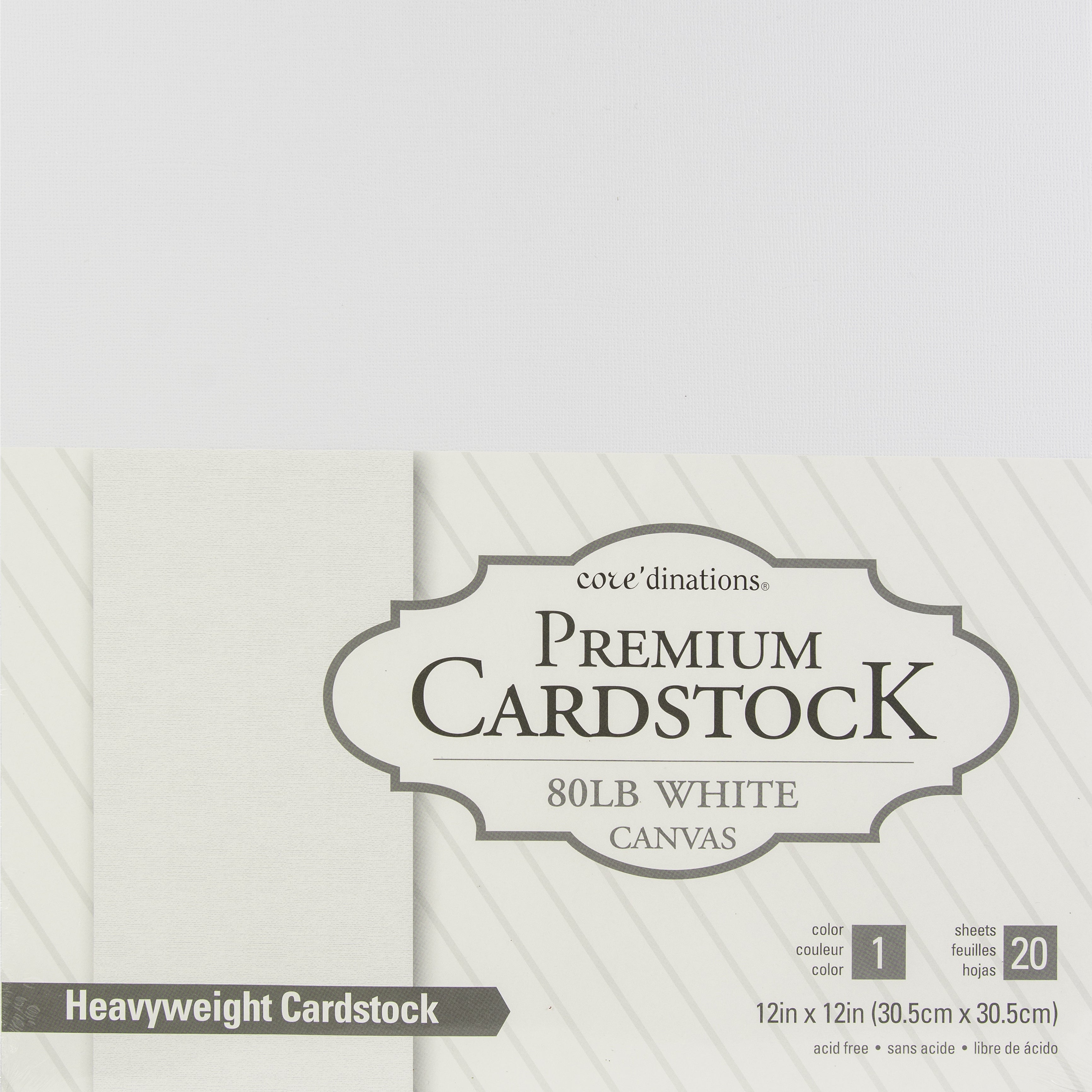 Core'dinations 80lb White Canvas 12x12" Cardstock Value Pack